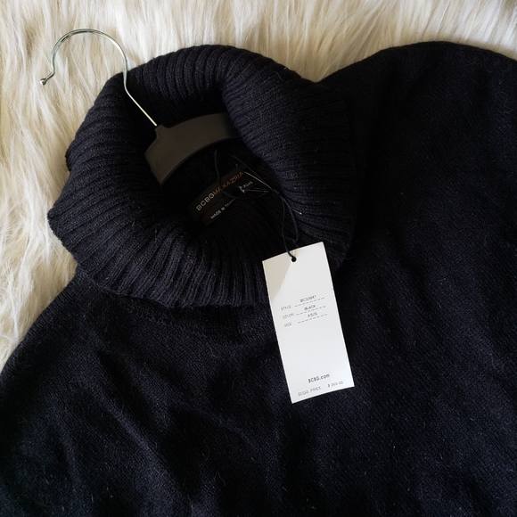 NWT BCBG MaxAzria Knit Rollneck Tunic Sweater - Black (XS/S) - Picture 2 of 5